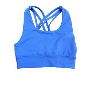 Spring Blue Criss Cross Back Sports Bra | Athletic Crop Top XS